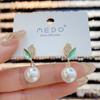 Brincos de pérola frescos Micro folha coreano elegante moda internet celebridade prata brincos 2022 nova moda orelha joias