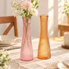 Vaso de Vidro Colorido com Listras Verticais Estilo Europeu de Luxo Leve Ins para Sala de Estar Vaso para Flores Frescas Decoração de Arranjo de Flores Ornamento