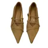 Outono 2026 Novo Estilo Elegante Camurça Bico Fino Salto Baixo Sapatos de Salto Único para Mulheres Franceses Versáteis Retrô Salto Alto Feminino