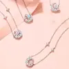 Fan Qi El Más Vendido Mismo Estilo Serie Corazón de Ensueño Luna Cadena para el Cuello Diamante Rosa Colgante de Amor Collar de Plata de Ley s999 Joyería para Niñas