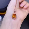Pingente de Citrino Natural Puro Não Piezoelétrico Cor Assada Forte Fortuna Prata 925 Incrustado com Precisão Pedra Principal 7*9mm