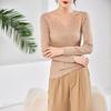 Jersey de Punto de Lana con Rayas Verticales Calientes de Diamantes, Cuello Alto Medio, Ajustado, para Mujer, Invierno 2025, Nuevo, Tejido de Punto, Aspecto Adelgazante