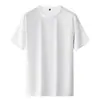 Nova Camiseta Masculina Lisa de Seda de Manga Curta Verão 2026, Camiseta de Manga Curta com Gola Redonda, Cor Sólida Gola Redonda Meia-Manga