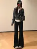 Pantalones acampanados negros para mujer, nuevo estilo otoño 2026, de cintura alta, adelgazantes, casuales, para petite, pants deportivos