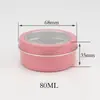Caja redonda de aluminio roscada de 80 g con ventana para joyería, té, piezas metálicas, hilo de coser y de pesca, disponible en varios colores