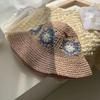 Sombrero de pescador de flores tejidas de celebridad de internet para mujer, estilo japonés, combina con todo, sombrero para el sol de verano, cubre la cara, pequeño sombrero de cubo con protección solar