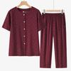 Conjunto de Verão de Manga Curta da Vovó Camisa de Algodão e Seda para Mulheres de Meia-Idade e Idosas Roupas Frescas Casuais de Verão para Senhoras