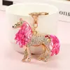 Chaveiro Pingente Cavalo Liga de Zinco Cor Mista Cravejado de Diamante Novo Estilo Europeu e Americano Cavalo do Zodíaco Criativo Anel de Chaveiro de Carro Venda por Atacado