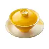 Tazón de té de cerámica amarillo limón con underglaze pintado a mano con flores de osmanthus, un juego de utensilios de té chinos para uso doméstico, que incluye un tazón de té para preparar té, empaquetado como un juego de regalo