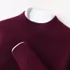 Nueva camisa base de cachemira de cuello medio alto para otoño e invierno, suéter de punto de cuello alto de lujo ligero