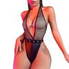 Xiyun Comércio Exterior Transfronteiriço Europeu e Americano Nova Lingerie Sexy Macacão Sexy Feminino de Couro Patente com Renda e Gola Halter Vazado Sexy