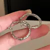 Pendientes de plata de ley S925 con textura CNC tipo hielo picado, joyería de plata de ley, estilo coreano de lujo ligero, estético simple y de alta gama para Instagram