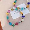 4133 Pulsera de Cuentas Flor Pequeña de Proteína Calcedonia de Color Coreana Color Caramelo Degradado Natural Irregular Fresca y Dulce
