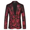 Terno Jacquard Retro Paisley Estampagem Dourada Botão Único Performance de Palco Traje Formal Recepção de Casamento Festa em Boate Terno Masculino