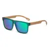 Gafas de Sol Cuadradas Transfronterizas con Textura de Madera de Bambú Artificial, Gafas de Sol Retro Anti-UV, Gafas de Sol de Moda Europeas y Americanas para Hombre