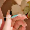 Anillo de Pista de Estrella Paraiba Color-Block de Diamantes de Doble Fila, Moderno, Sencillo, Versátil, Anillo de Diamante Aguamarina Apilable para Mujer