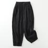 Pantalones casuales de ramio de nueve puntos para mujer, artísticos, retro, holgados, delgados, de algodón y lino, pantalones Harlan para mujer 2023 nuevos talla grande