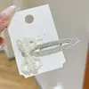 Pinza para el pelo de lazo con pedrería para mujer, flor simple, elegante, lateral, estilo princesa coreana, para flequillo, pinza de pico de pato, accesorio versátil para el cabello