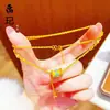 Tienda de Oro Mismo Estilo Dorado Antiguo Chapado en Oro Porcelana Azul y Blanca Trébol de Cuatro Hojas Collar, Pulsera de Turquesa de Lujo Ligero de Moda al por Mayor