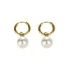 Pendientes de Acero de Titanio con Perla para Mujer, Lujo Ligero, Diseño de Nicho Francés de Gama Alta, Elegantes y Sencillos, Versátiles para el Trabajo