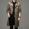 Suministro exclusivo transfronterizo de gabardinas nuevas para hombre de primavera y otoño, gabardina larga de doble botonadura para caballero de negocios con cinturón, abrigo de hombre