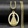 Colar com Pingente de Renda Dourado Vazado em Aço Inoxidável Banhado a Ouro Moda Transfronteiriça Europeia e Americana Acessórios de Joias