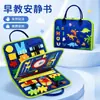 Tecido de dinossauro azul livro silencioso de educação infantil 22x28cm relógio cognitivo infantil brinquedo educativo de enfiar modelo do fabricante
