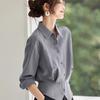 Nuevo Diseño Otoño 2025 Aspecto Adelgazante en la Cintura Versátil Casual Moda para el Trabajo Camisa de Color Sólido Camisa Sencilla para Mujer