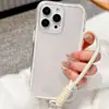 Capa de Celular Apple Transparente Colorida Sólida Duas em Uma Tendência Ip14/15 com Cordão