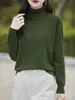 Suéter de Punto Fino Suave para Mujer, Jersey de Cuello Alto 100% Algodón Puro, Manga Larga, Holgado, Casual, Base