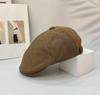 Blogger Mesmo Estilo Forward Cap Mulheres Verão Algodão Linho Respirável Vintage Ins Estilo Coreano Boina Britânica Reverse Cap Masculino