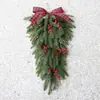 Nuevo árbol de Navidad invertido estilo americano pino de Norfolk corona navideña decoración de puerta principal con adorno colgante de lazo burdeos transfronterizo