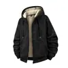 Sudadera con capucha de forro polar para hombre 2026 Talla europea Sudadera cárdigan con capucha de patrón geométrico oscuro para hombre Invierno Lana de cordero