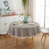 Le Xuan Show Estilo INS Simples Rosa e Delicado Estilo Princesa Toalha de Mesa Xadrez Rosa Algodão e Linho Estampada com Borla Toalha de Mesa Redonda