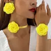 Accesorios Transfronterizos Europeos y Americanos, Collares de Flores de Tela Estilo Pequeño Fragante, Elegante y con Estilo Juego de Joyería de Flores Tridimensionales para Mujer