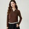 Suéter de cashmere puro, nova coleção outono/inverno 2026, gola V feminina, visual em camadas, macio e de caimento solto, suéter que afina