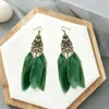 Pendientes Largos con Borlas y Plumas Estilo Bohemio Transfronterizos, Moda de Lujo Ligero, Estilo Étnico Retro, Pendientes y Accesorios Versátiles para Mujer