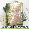 Menina Bonita Verde e Exuberante Página Colorida A5 Caderno de Desenho Capa de Couro Anime Bloco de Notas Diário de Estudante Espessado