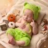 Novedades transfronterizas tejido a mano de mohair ropa con forma de oso para fotografía infantil prendas de punto para fotos de bebé