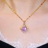 Colar Pingente Gota de Água Roxo Mais Vendido para Mulheres, Moderno e Versátil, Acessório Corrente Clavícula Comutador de Luxo Leve com Cristal