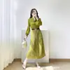 Venta Directa de Fábrica Issey Miyake Otoño Popular Moda Europea y Americana Tallas Grandes para Mujer Vestido Adelgazante Cruzado Africano para Mujer