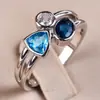 Huajie Amazon Deseo Más Vendido Europeo y Americano Estilo Nuevo Personalizado Hermoso Asimétrico Tres Colores Piedra Anillo Venta Directa