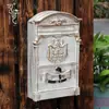 Caixa de Correio de Parede Estilo Europeu com Fechadura e Chave, Caixa de Correio Vintage Criativa à Prova de Chuva para Vilas