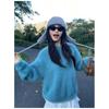 Estilo Coreano Outono e Inverno Malha Macia Amarelo Leite Waxy Imitação de Visão Macia Waxy Malha Feminina Gola Redonda Pulôver Malha Top