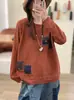 Outono Inverno 2026 Transfronteiriço Novo Estilo Suéter de Gola Redonda Cor Sólida Patch Manga Longa Tricô Solto Camada Base Top Feminino
