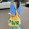 Bolso de Hombro con Cordón de Bloques de Color y Letras de Estilo Delgado de Verano para Mujer, Bolso Tote de Nailon Impermeable, Bolso de Mano de Gran Capacidad para Viajes, Moderno