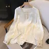 Camiseta base estilo nacional con chaleco interior de manga larga bordada para mujer, nuevo diseño de primavera, top de estilo chino nuevo