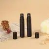 Botella pulverizadora negra mate nueva, botella portátil recargable, muestra de perfume, botella pulverizadora de vidrio, botella de envase cosmético vacío