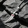Joyería de moda europea y americana de acero de titanio, collar de cruz de diamantes y rubí, accesorios con colgante de cuerno SP754