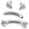 Joyería para Piercing de Aleación de Titanio F136 Uña de Labio Uña de Hélice de Oreja Zirconia Diente Interno Uña de Ceja Barra Curva Aro de Ceja Piercing Corporal